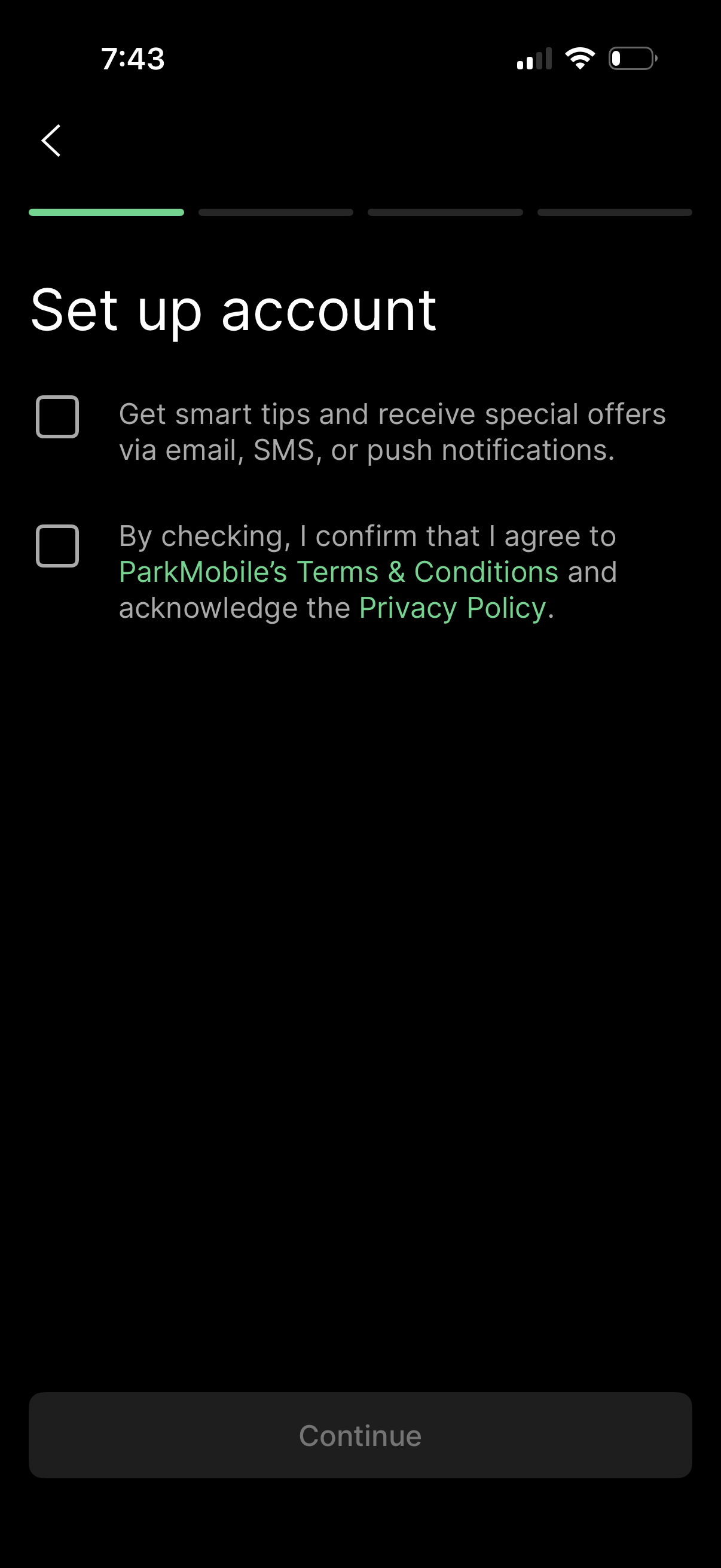 parkmobile onboarding screenshot
